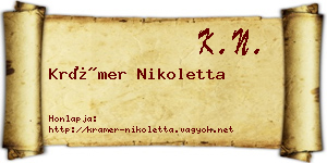 Krámer Nikoletta névjegykártya