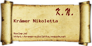Krámer Nikoletta névjegykártya